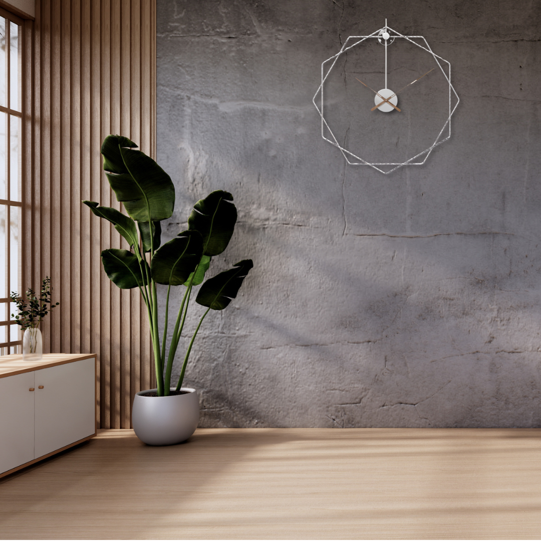 Geometric Hexagon Metal Wall Clock – Modern Luxury Design