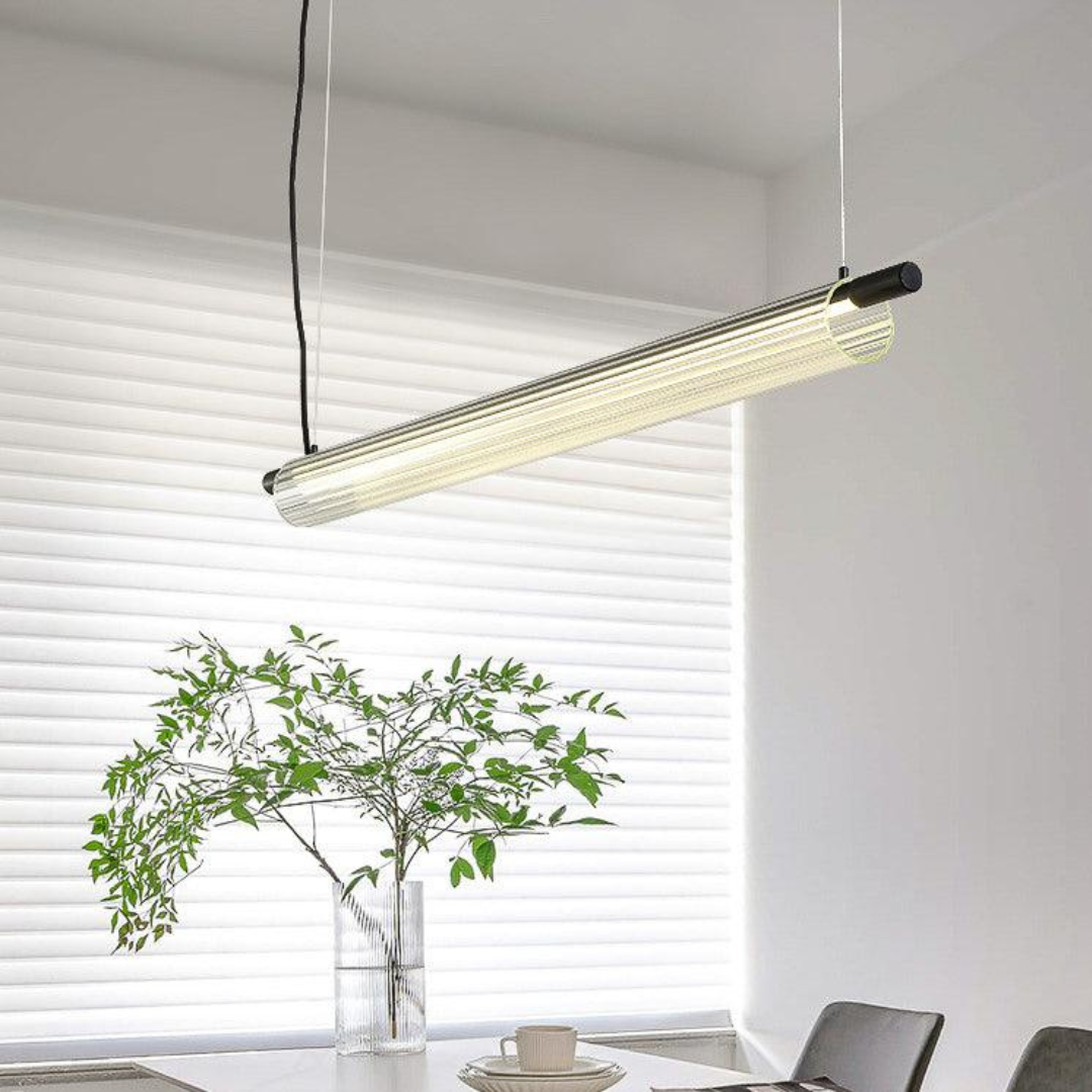 Modern Linear Glass Pendant Light – Sleek LED Hanging Lamp