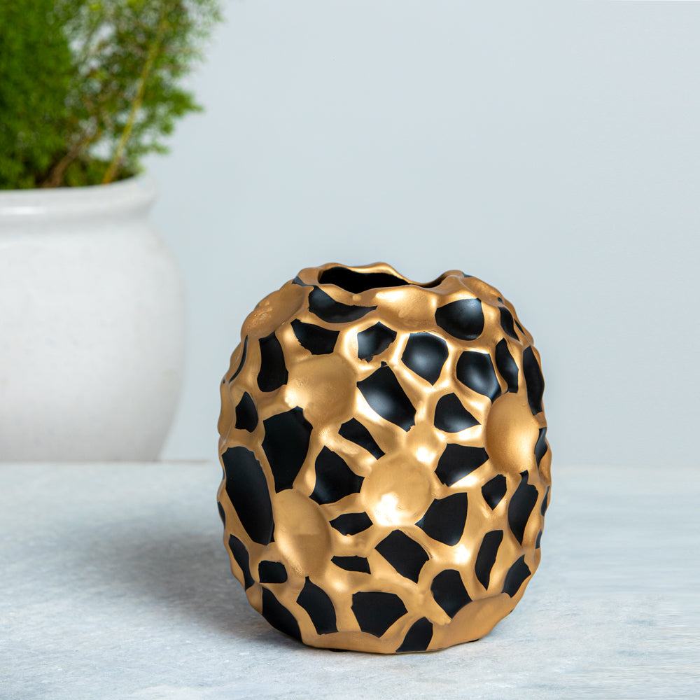 White Porcelain Vase With A Golden Ring Accent