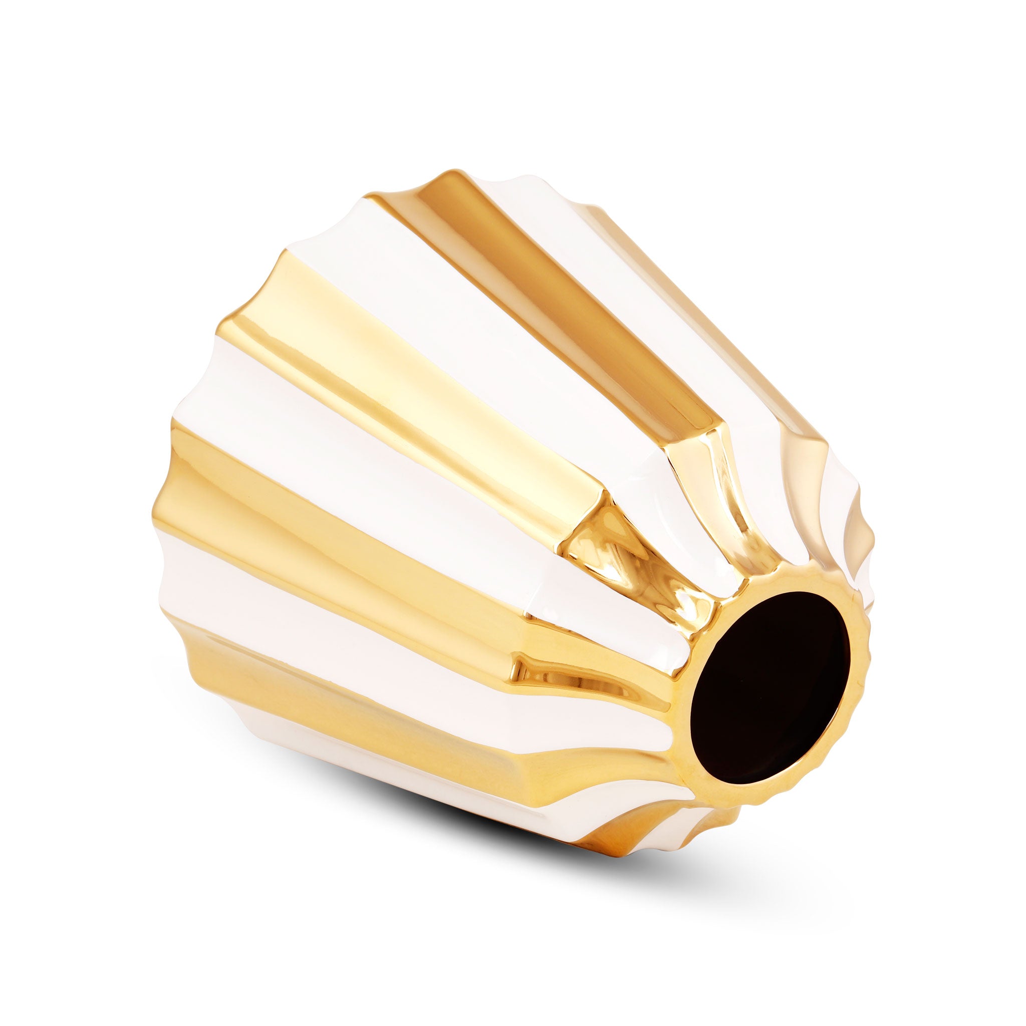 White Porcelain Vase With A Golden Ring Accent