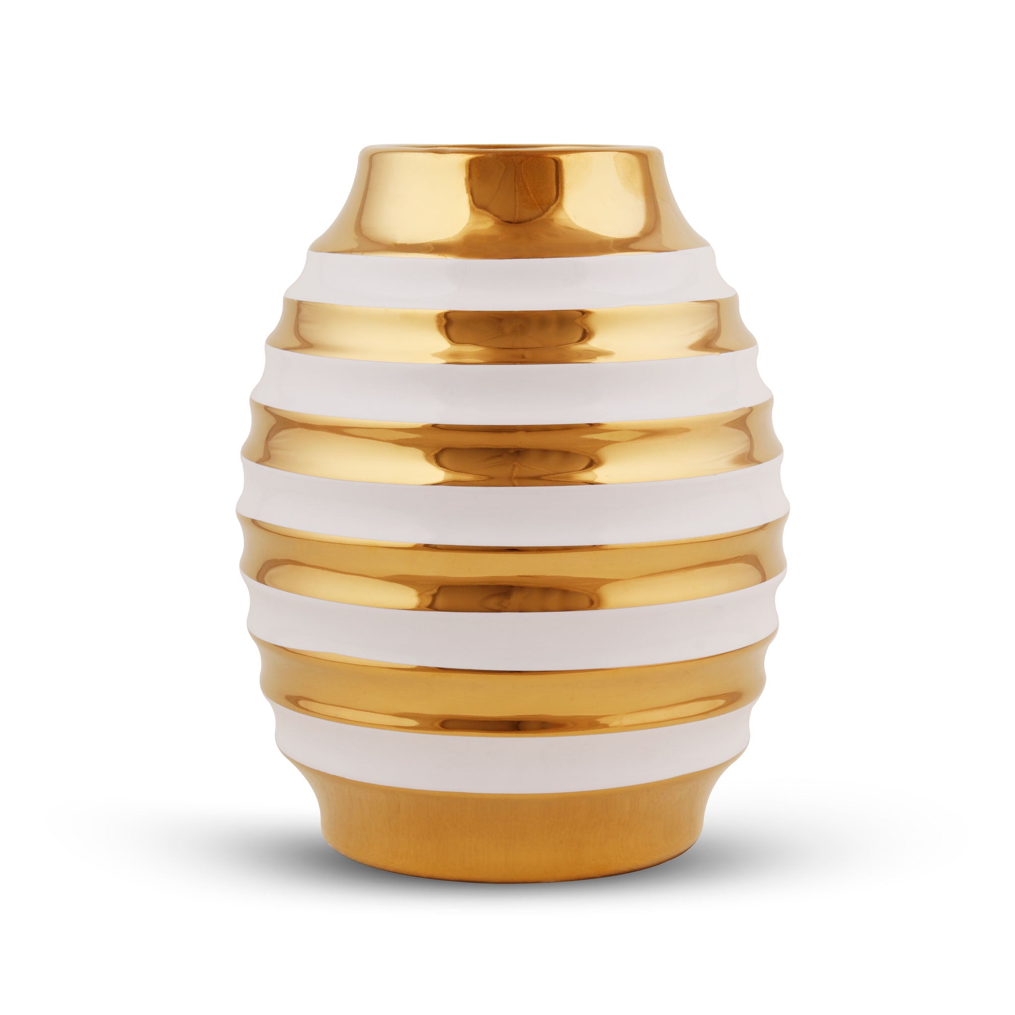 White Porcelain Vase With A Golden Ring Accent