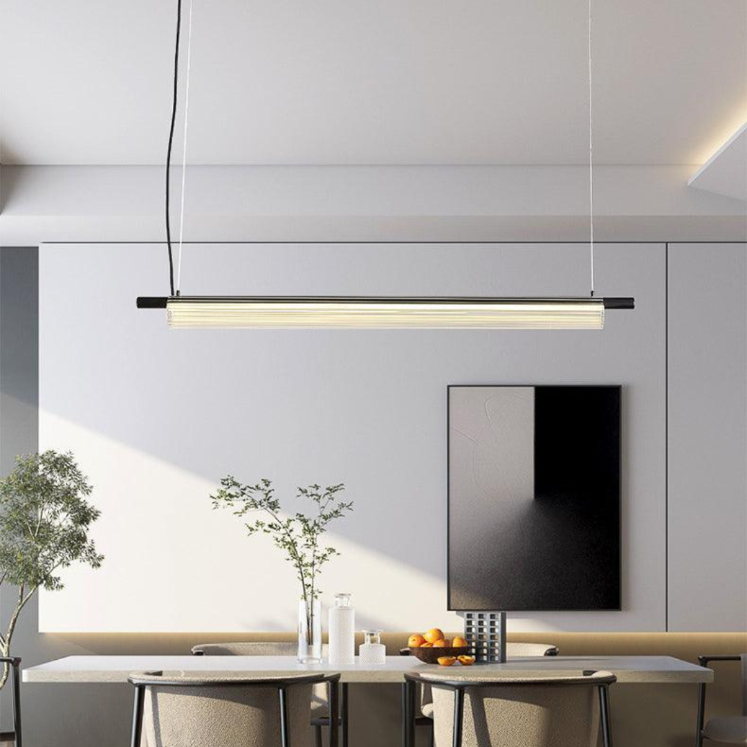 Modern Linear Glass Pendant Light – Sleek LED Hanging Lamp