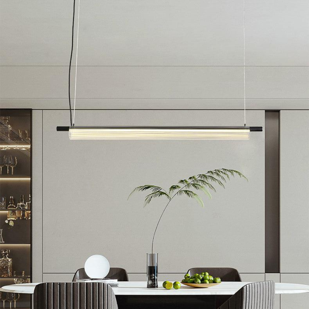 Modern Linear Glass Pendant Light – Sleek LED Hanging Lamp