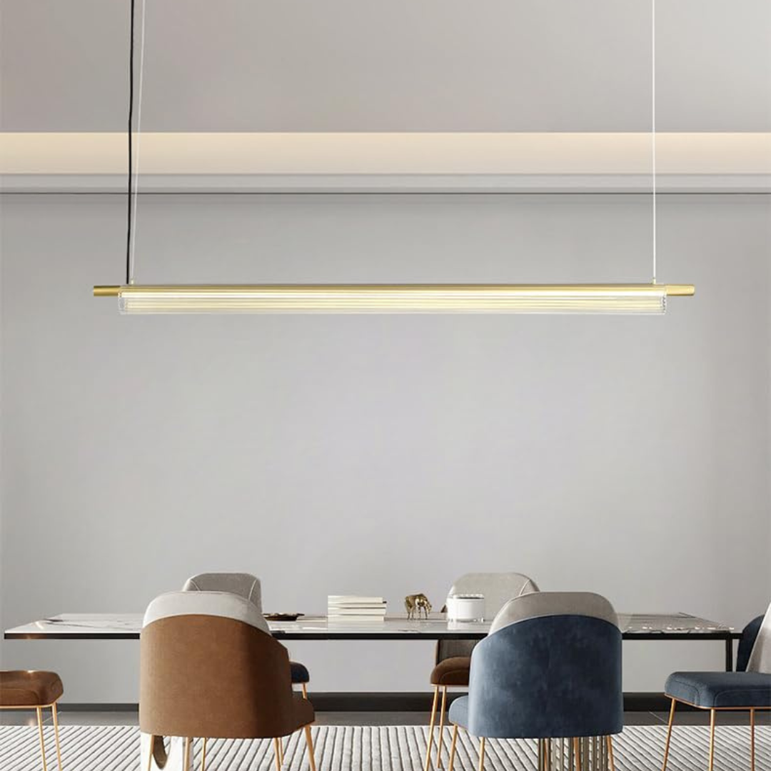 Modern Linear Glass Pendant Light – Sleek LED Hanging Lamp