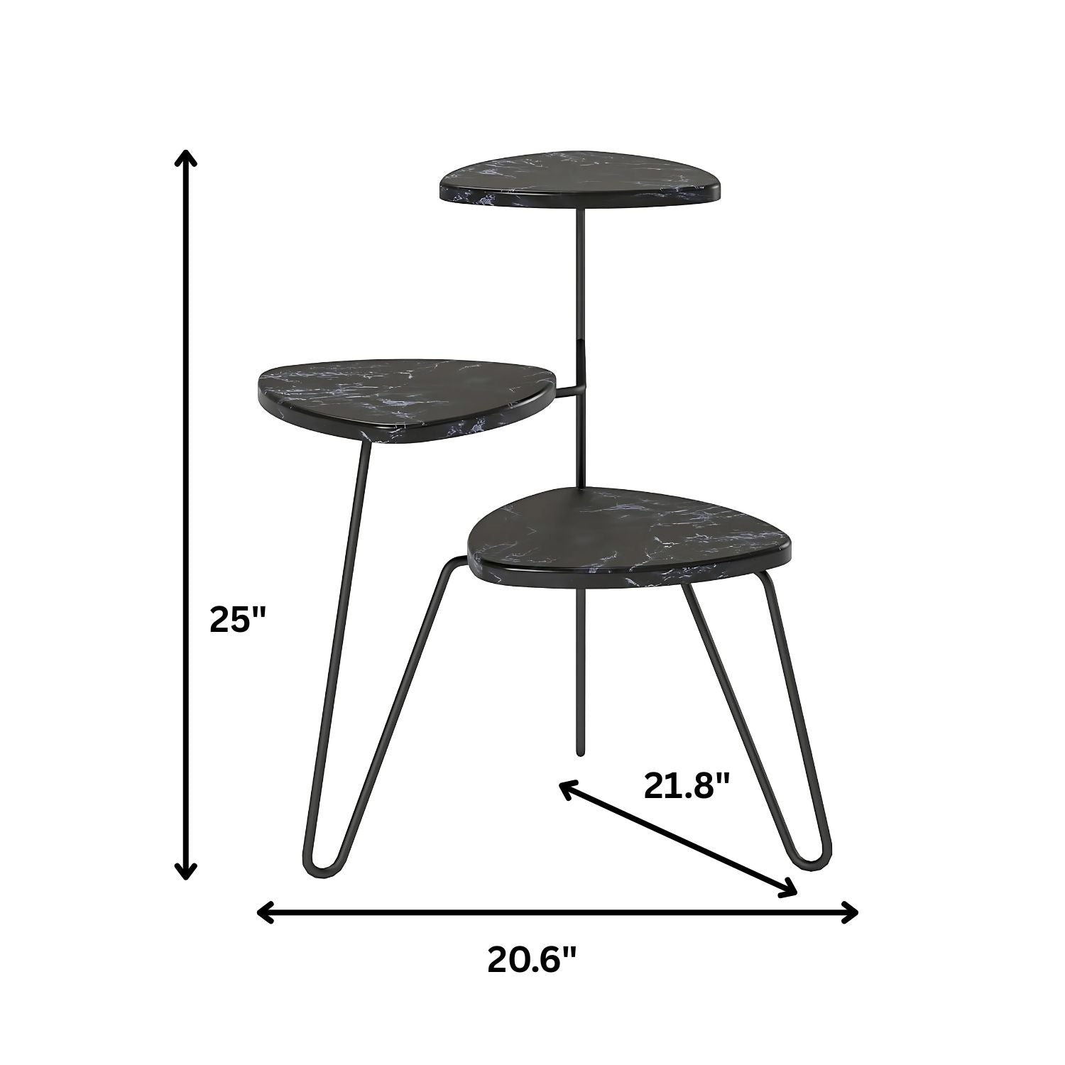 Elegant Three-Tier Black Metal Plant Stand For Indoor And Outdoor Decor
