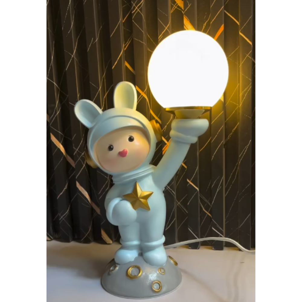 Adorable Astronaut Bunny Table Lamp – Resin Space-Themed Night Light | Model 6118