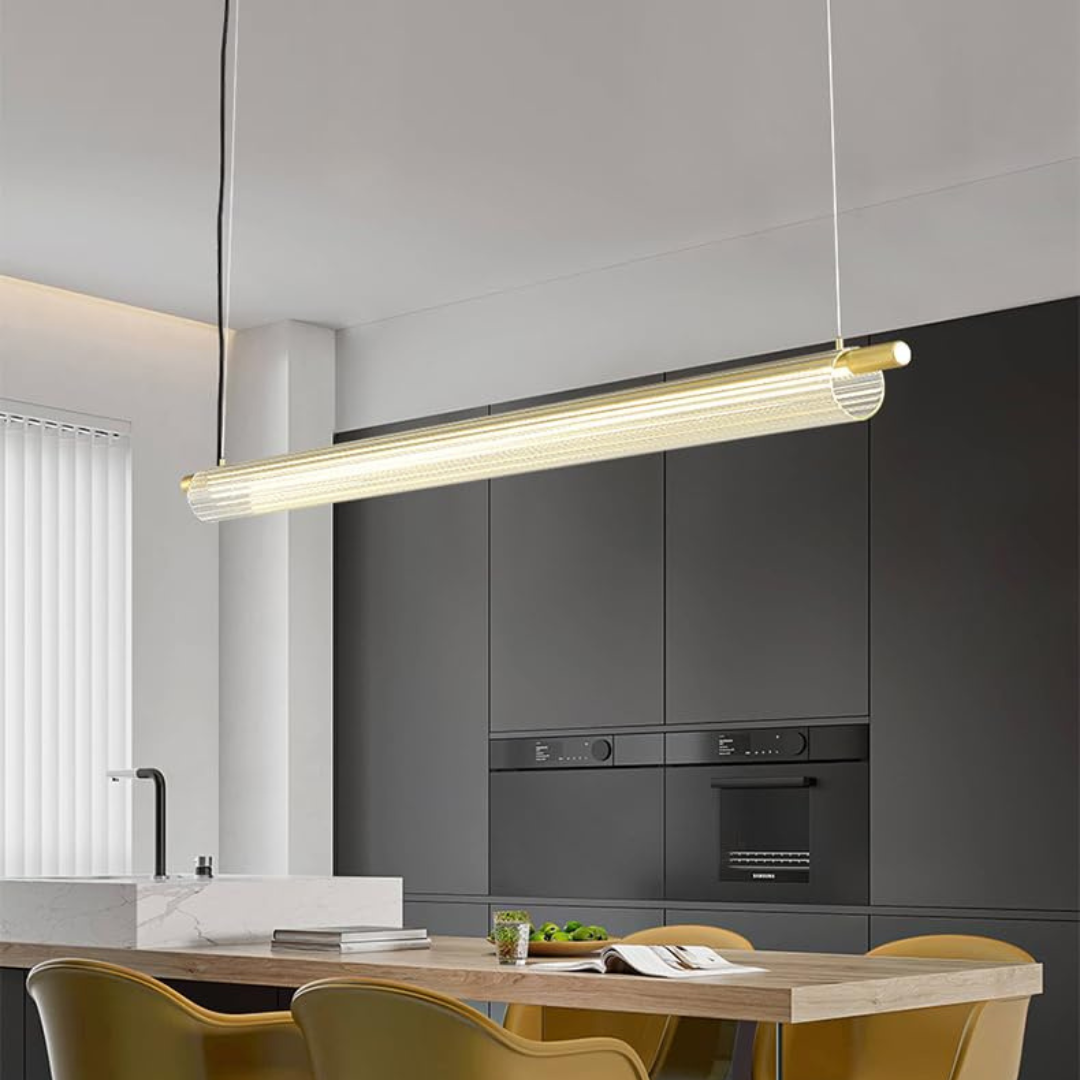 Modern Linear Glass Pendant Light – Sleek LED Hanging Lamp