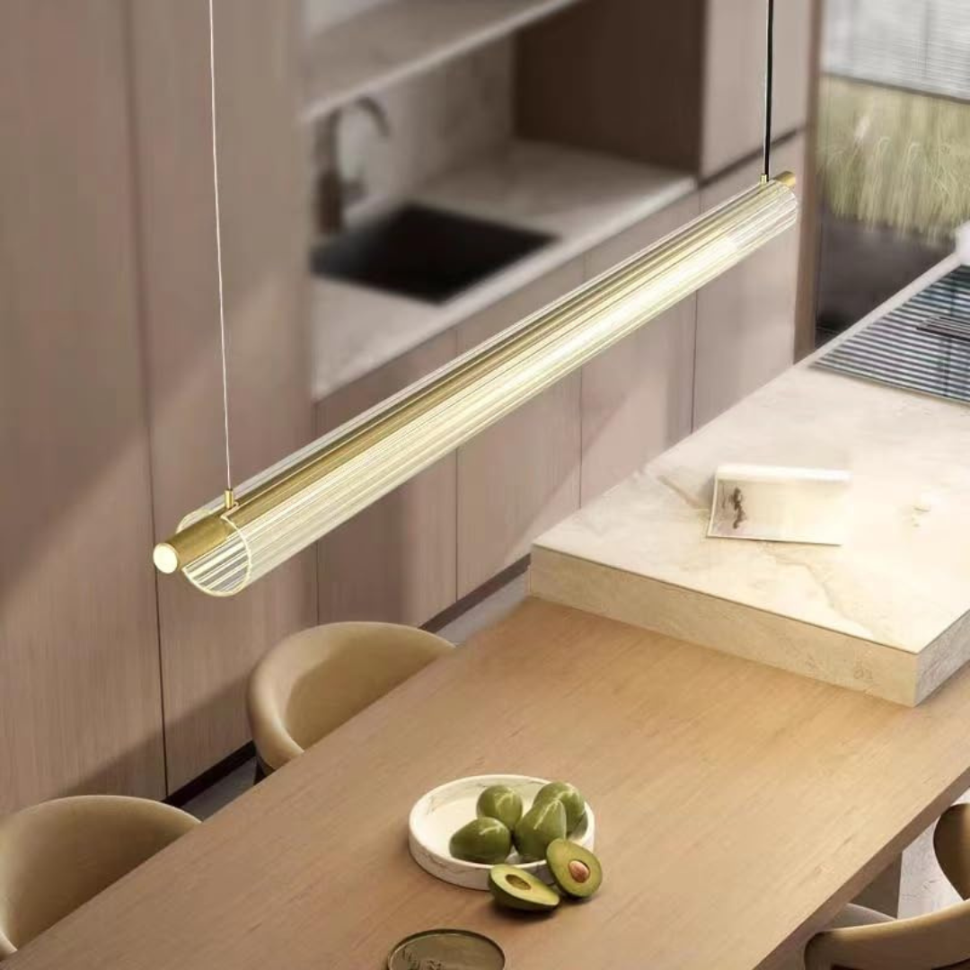 Modern Linear Glass Pendant Light – Sleek LED Hanging Lamp