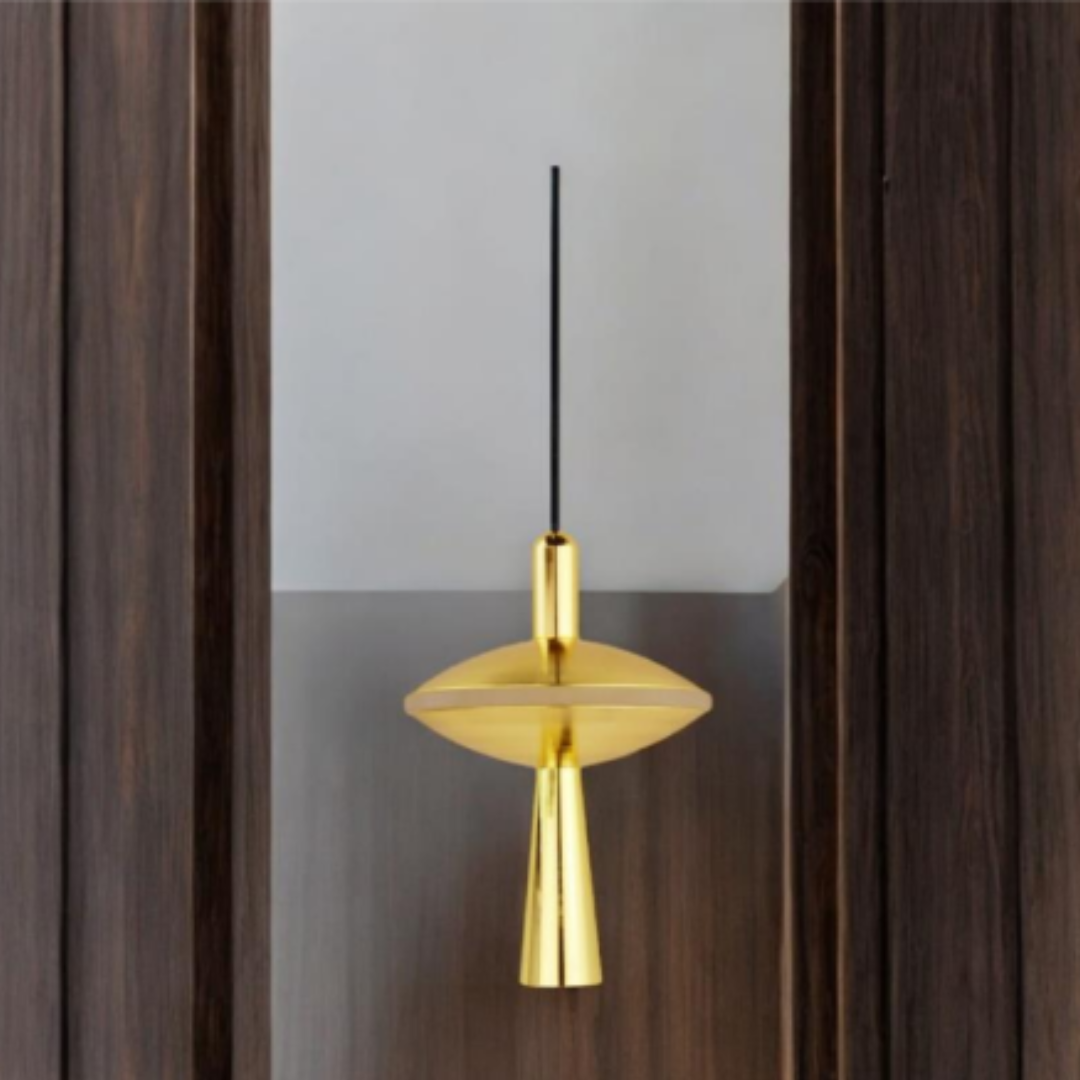 Modern Gold Pendant Light – Sleek Metallic Hanging Lamp - 2 Piece