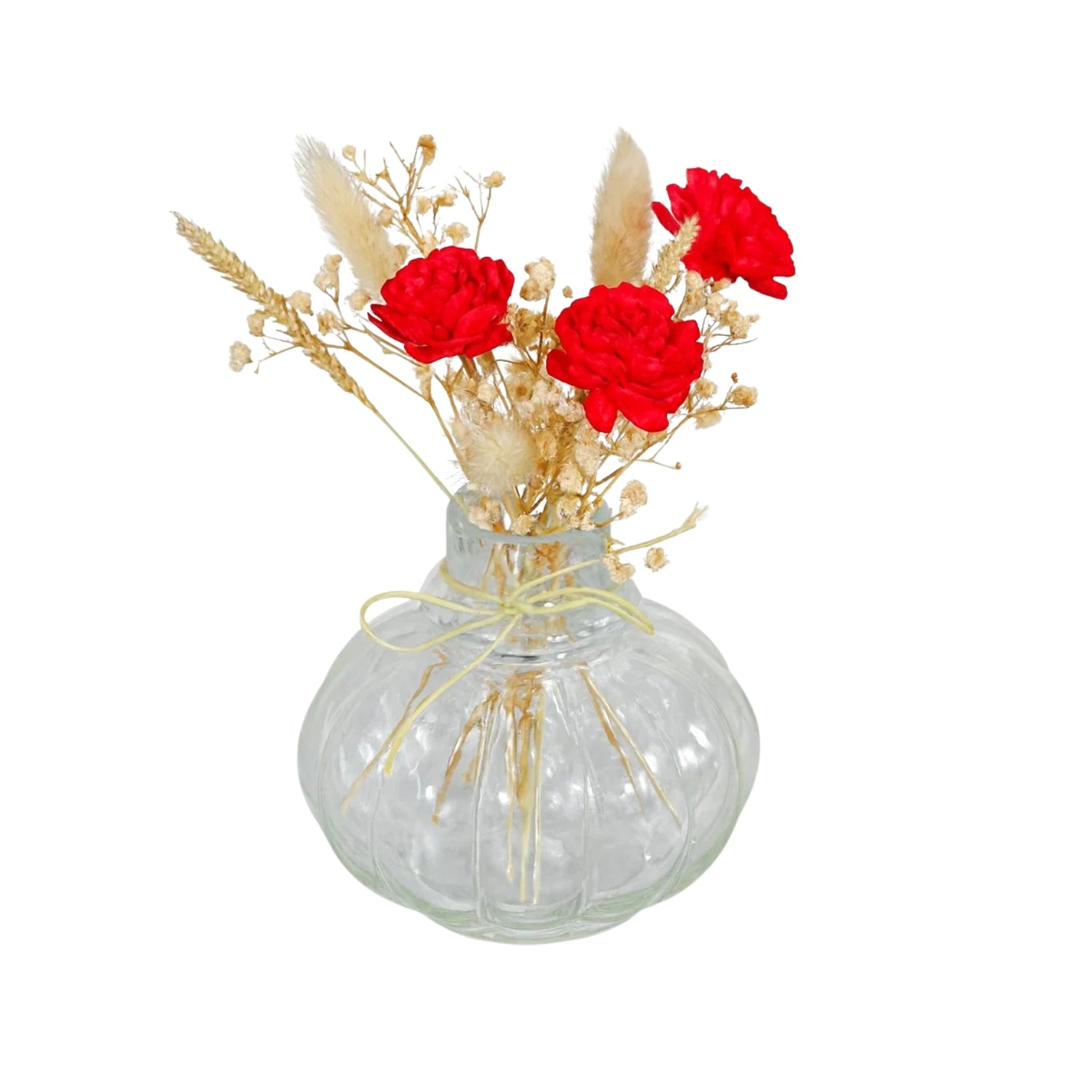Charming Mini Glass Bottle Vase With Vibrant Red Velvet Bunch