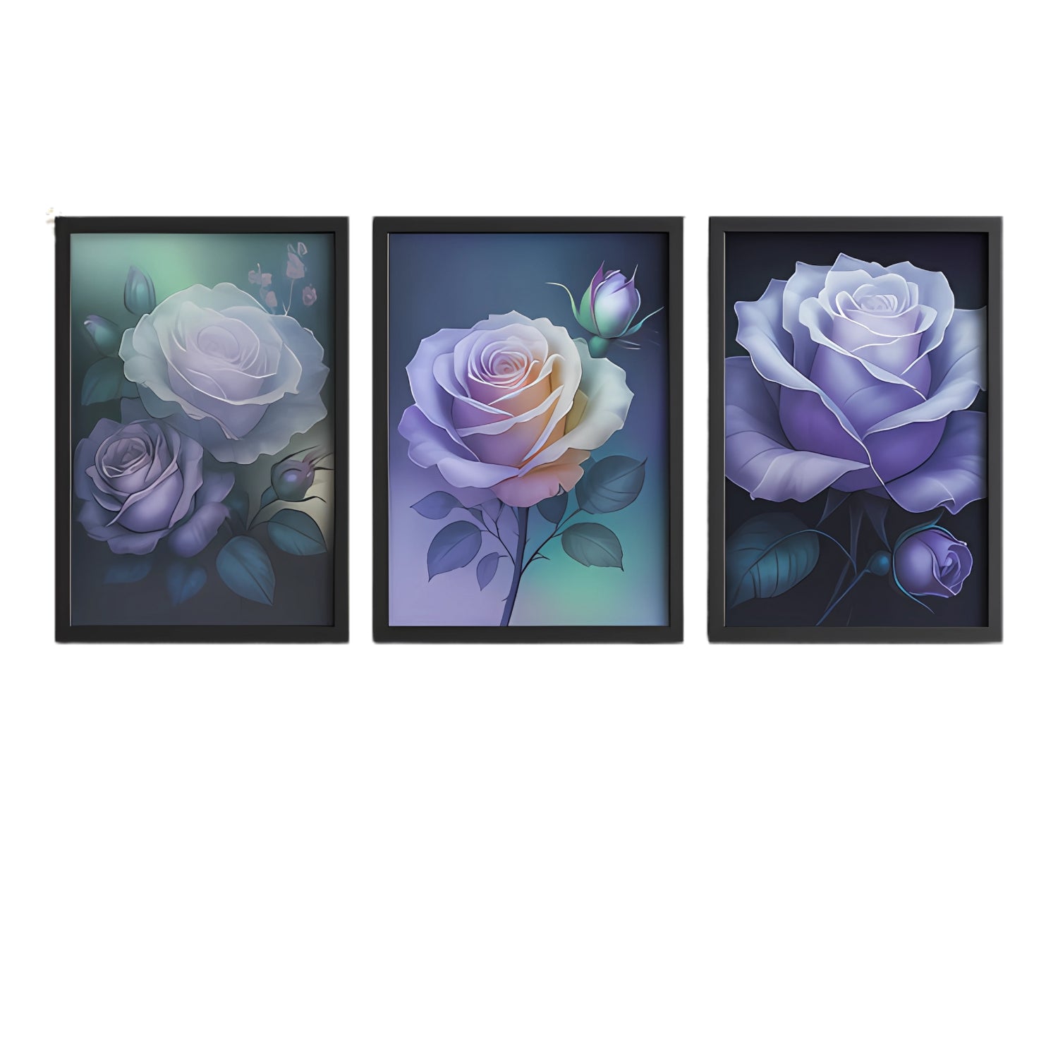 Elegant Purple Rose Canvas Wall Art Set for Modern Interiors