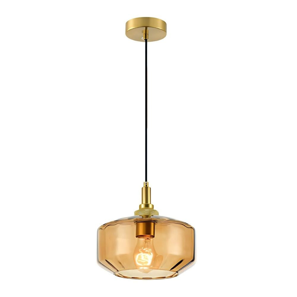 Modern Amber, Green and Coffee Glass Pendant Light With Metal Ceiling Fixture