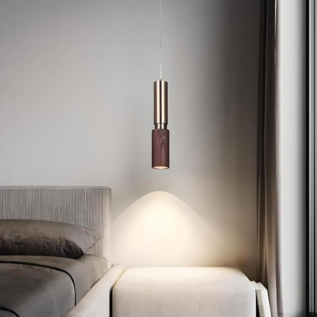 Modern Wood & Gold Pendant Lights – Elegant LED Hanging Lamp