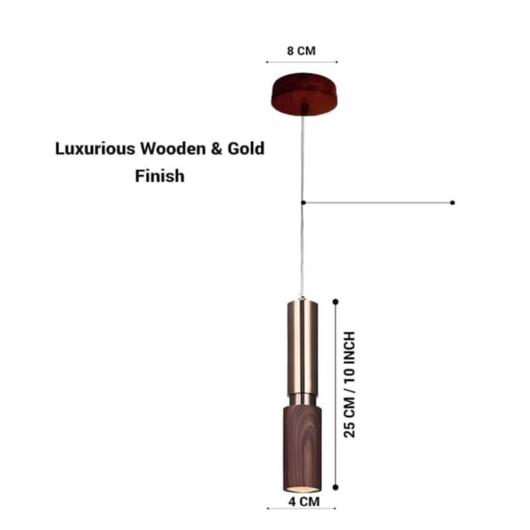 Modern Wood & Gold Pendant Lights – Elegant LED Hanging Lamp