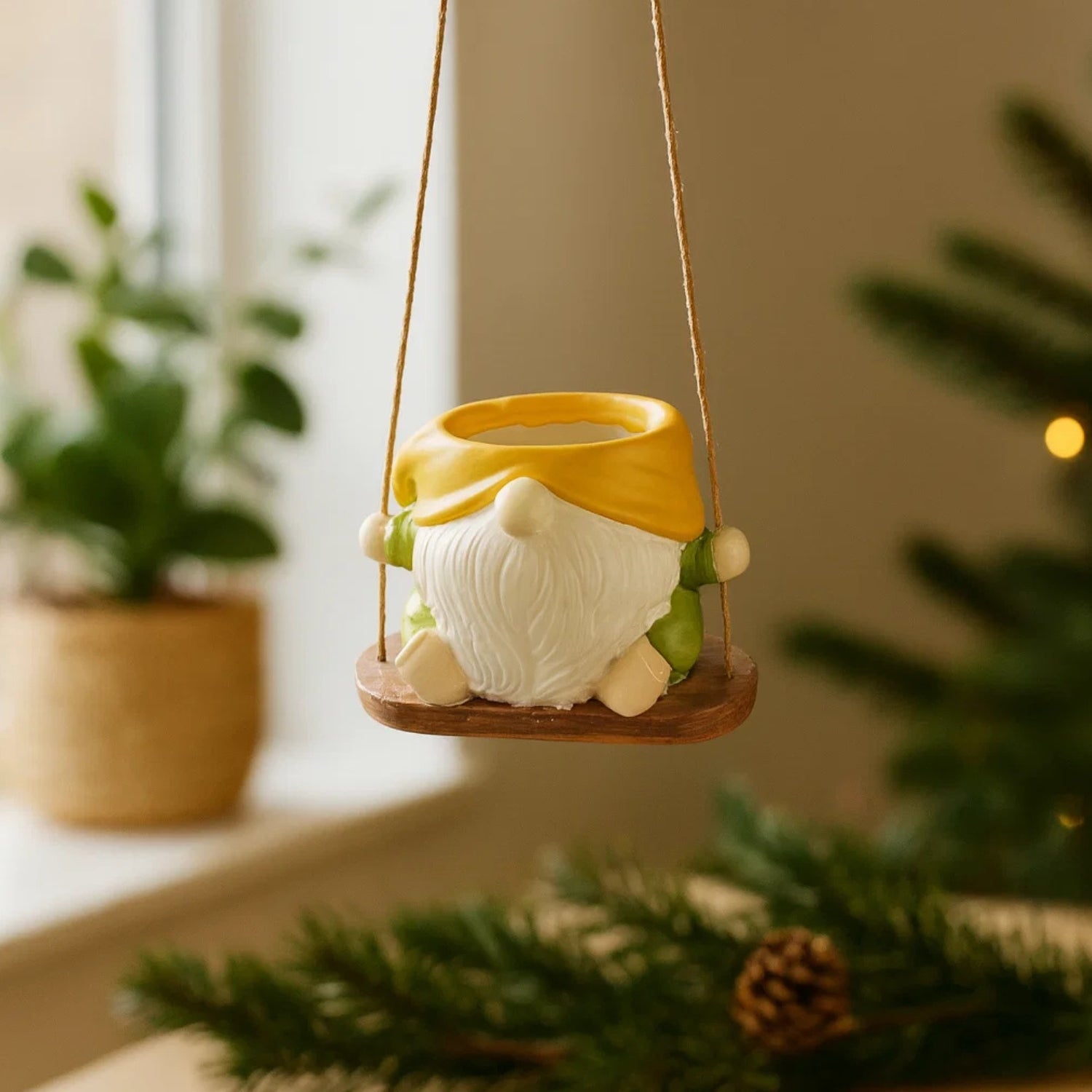 Charming Hanging Santa Pot of Joy Decorative Festive Planter
