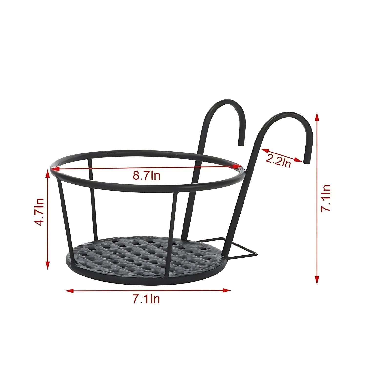 Handcrafted Metal Balcony Railing Plant Stand - Round Pot Holder for Outdoor Decor (Set of 3)