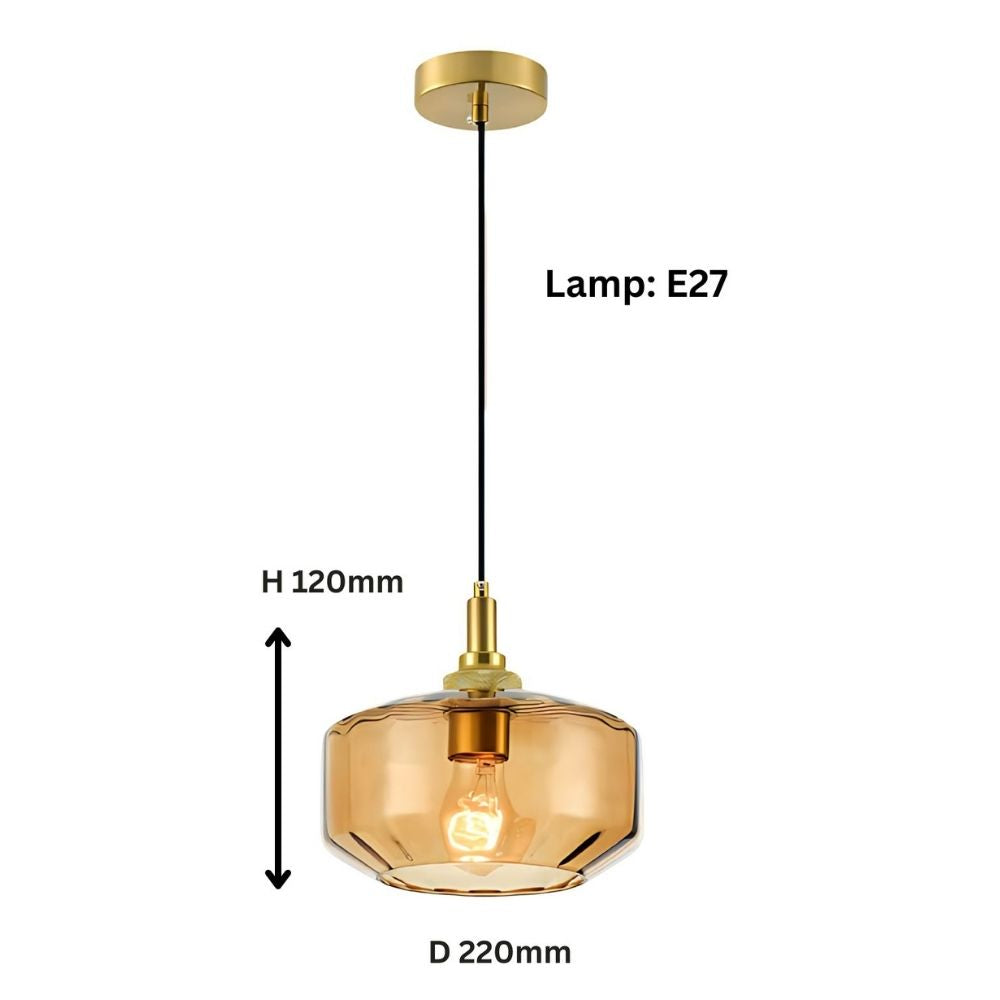Modern Amber, Green and Coffee Glass Pendant Light With Metal Ceiling Fixture