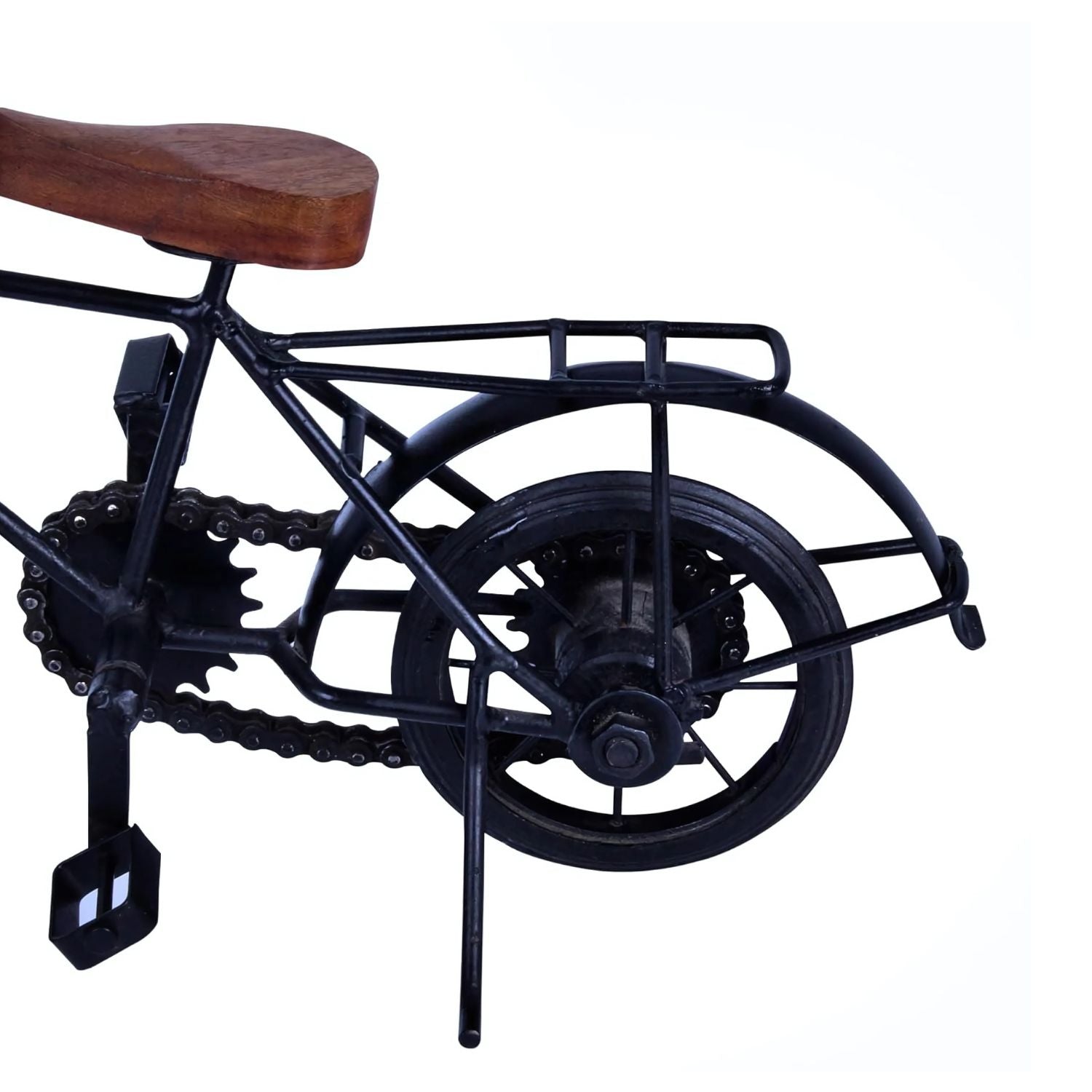 Vintage Black Bicycle Showpiece With Wooden Handle And Seat