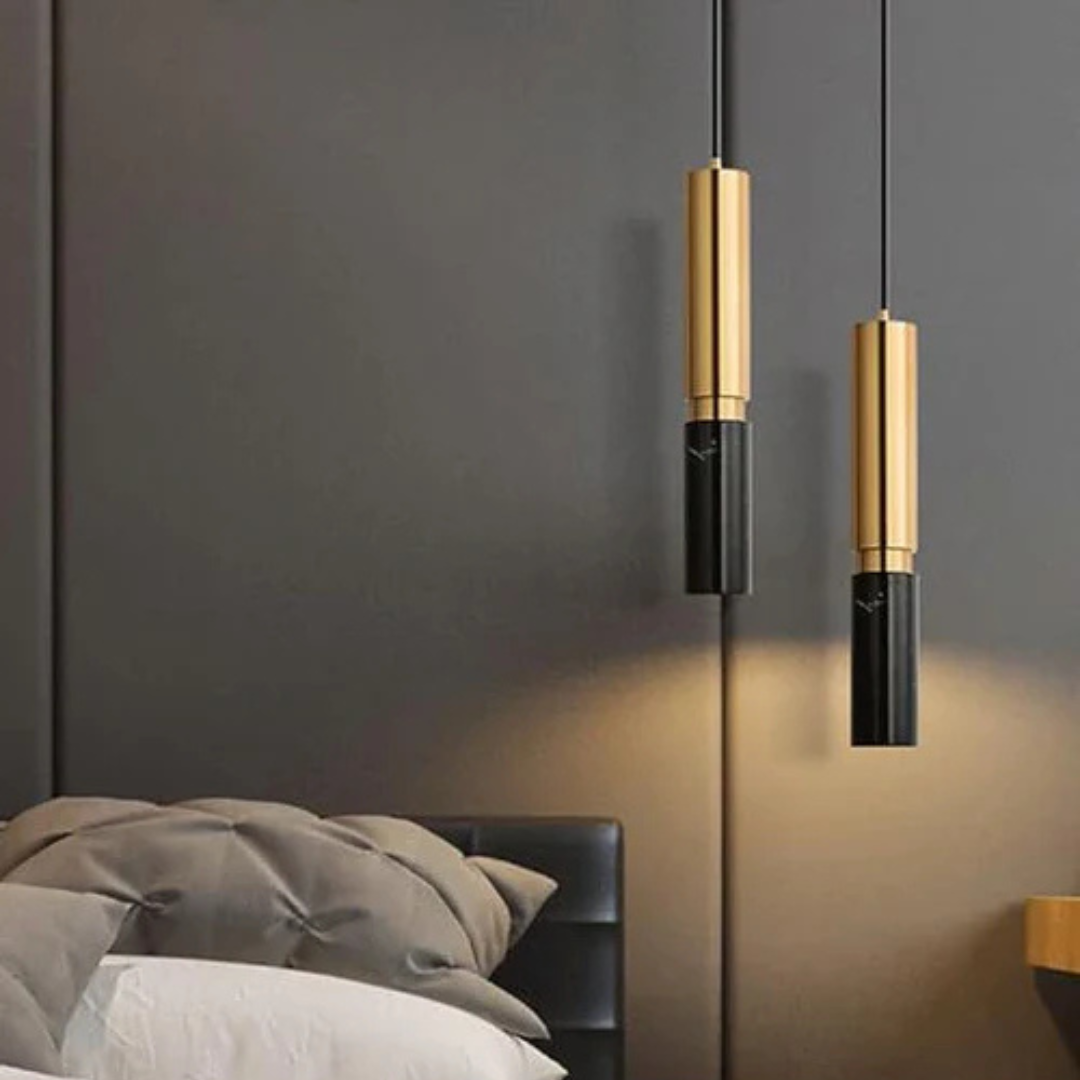 Modern Wood & Gold Pendant Lights – Elegant LED Hanging Lamp