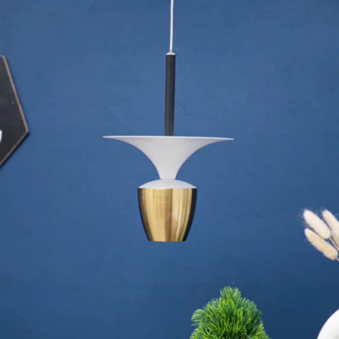 Modern Gold & White Pendant Light – Elegant Designer Hanging Lamp - 2 Piece