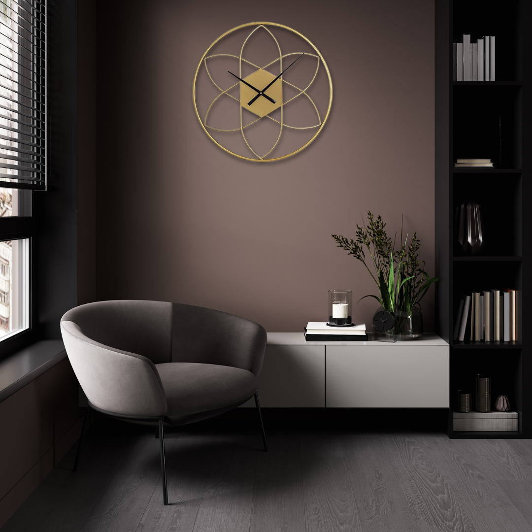 Elegant Floral Metal Wall Clock – Modern Decorative Timepiece