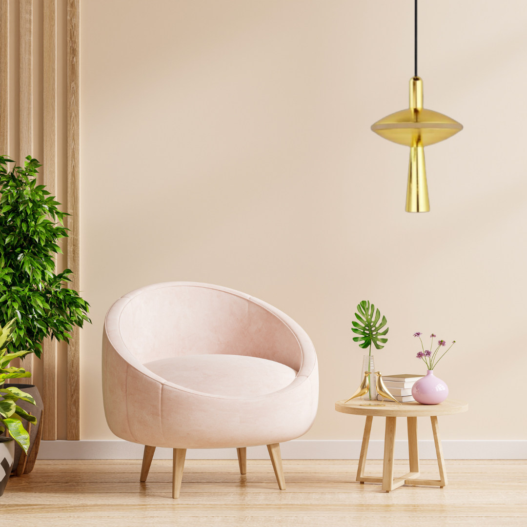 Modern Gold Pendant Light – Sleek Metallic Hanging Lamp - 2 Piece