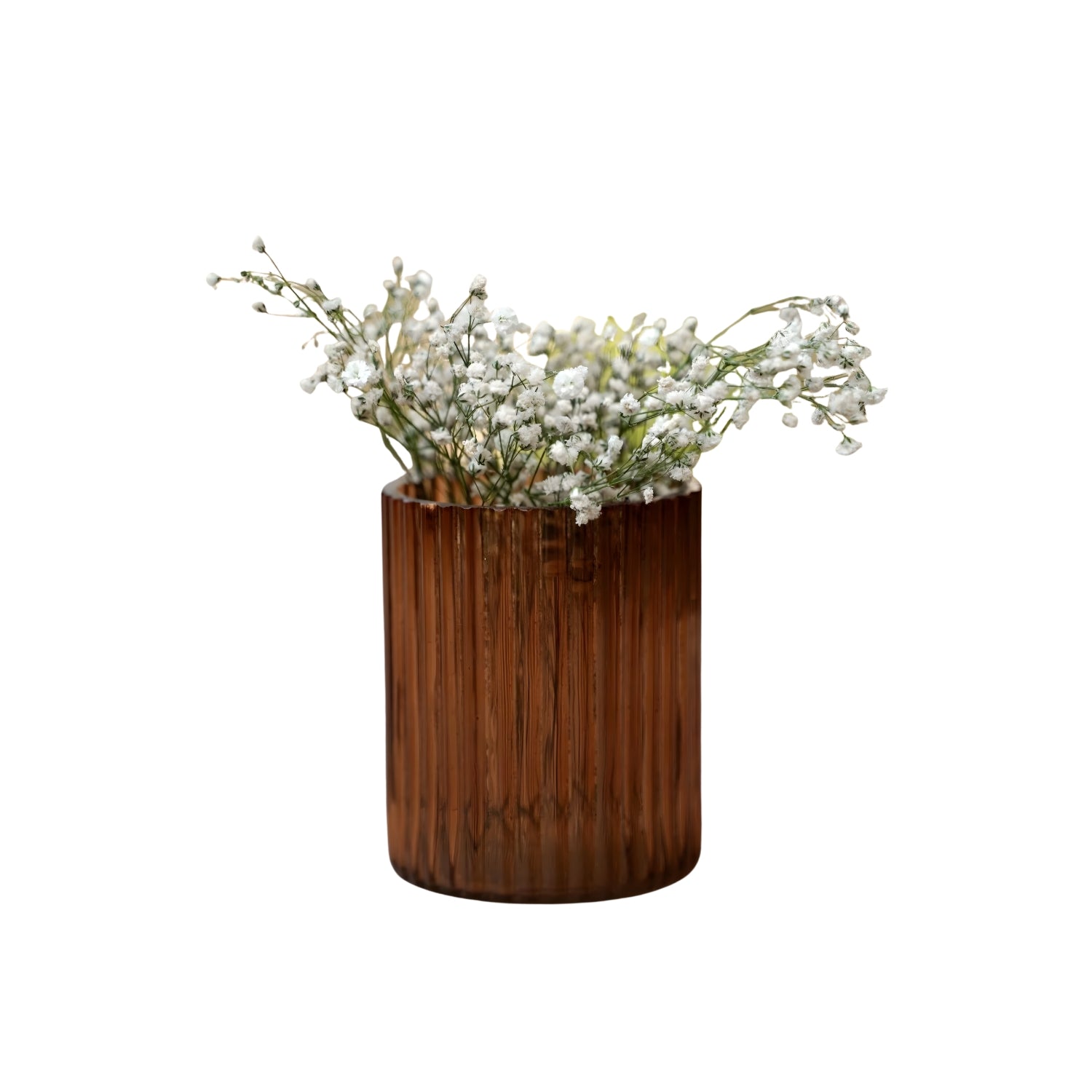 Elegant Amber Desert Dream Ribbed Glass Decorative Flower Vase