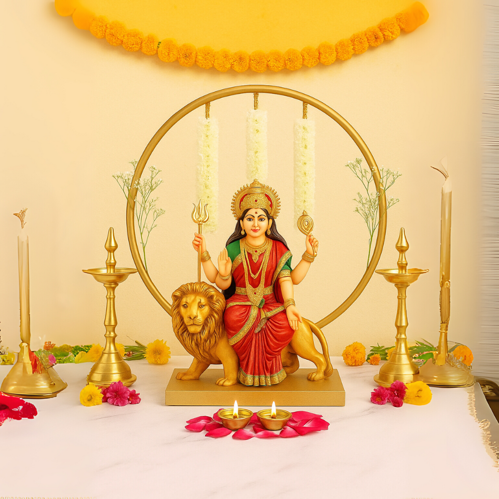 Minimalist Golden Hoop Pooja Stand for Elegant Decor