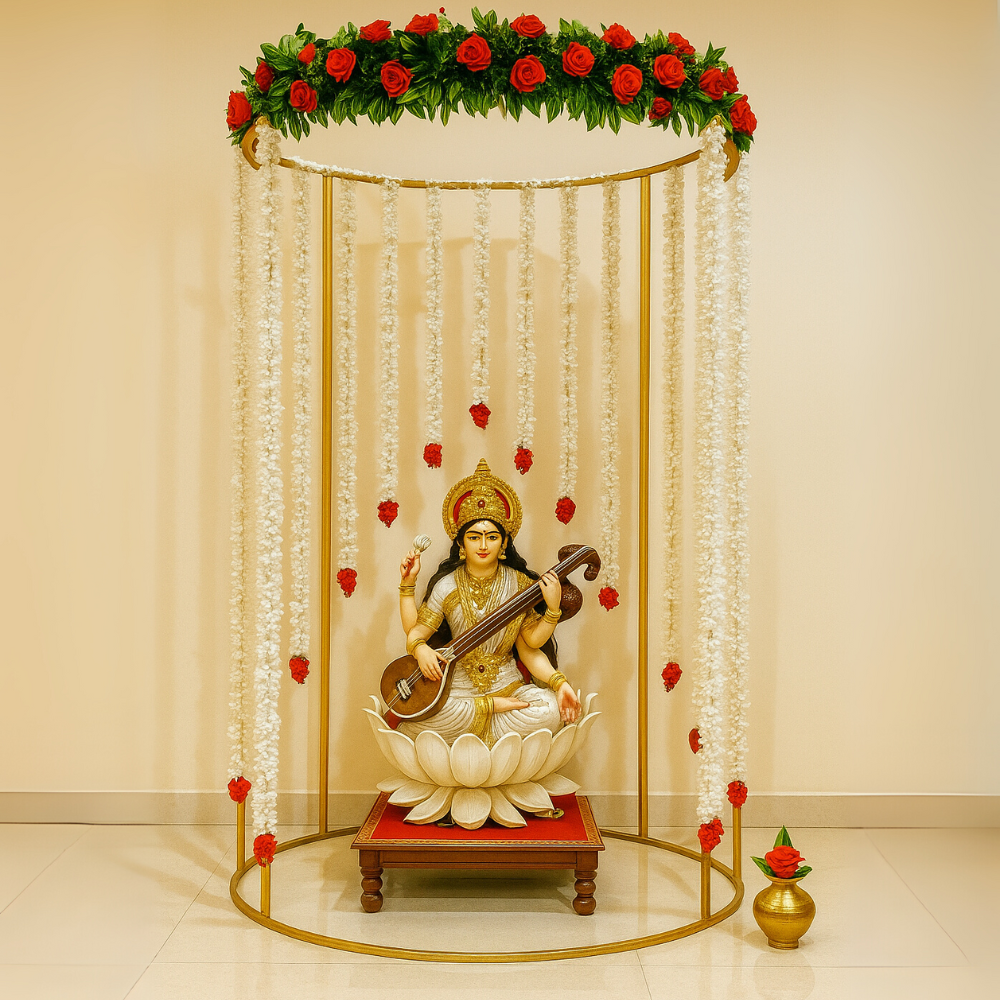 Elegant Circular Gold Pooja Stand for Home Decor