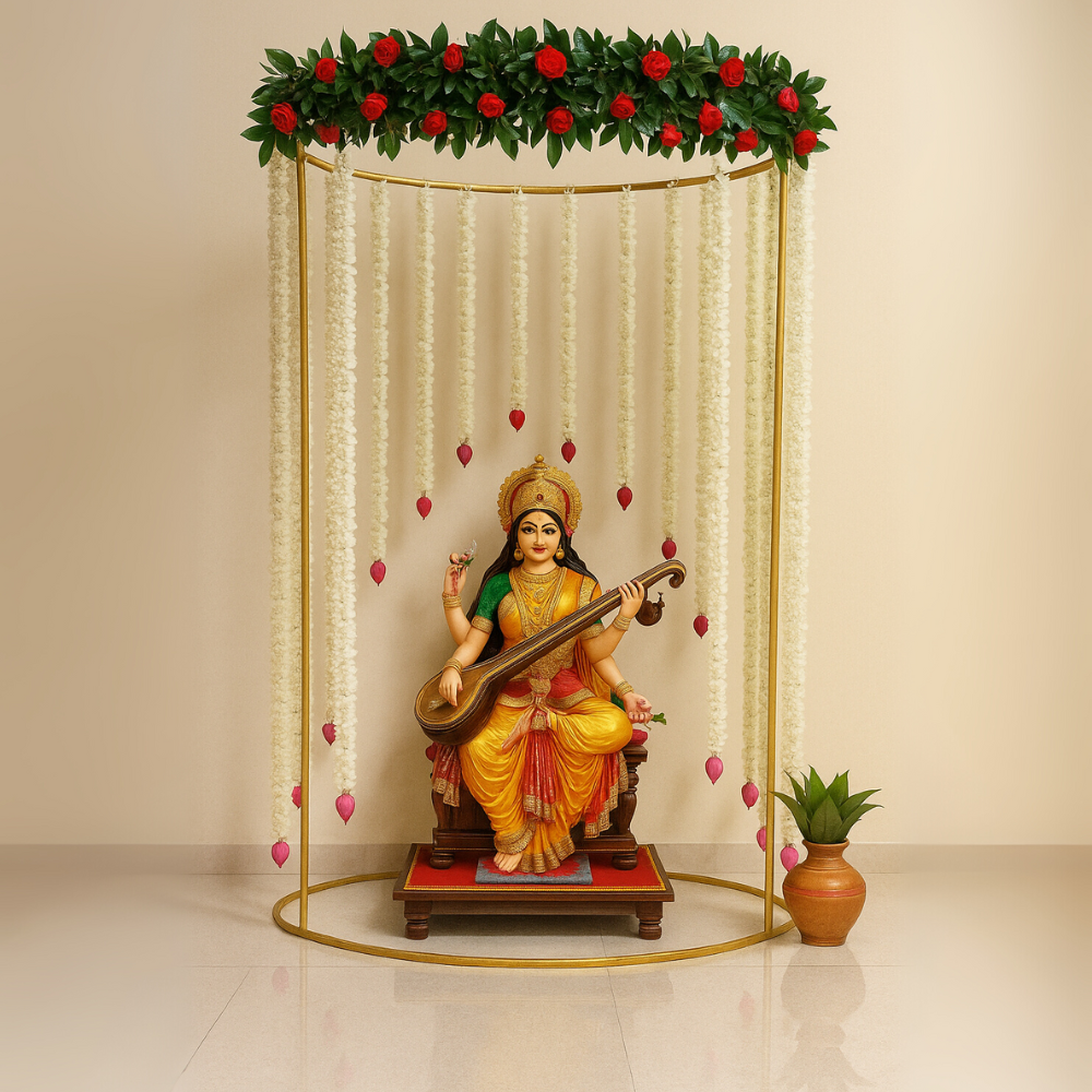Elegant Circular Gold Pooja Stand for Home Decor