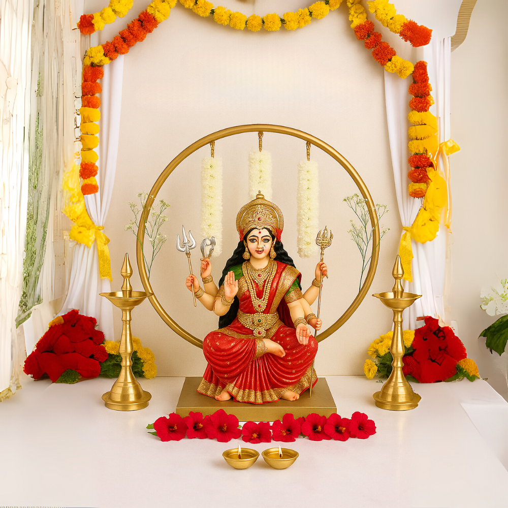 Minimalist Golden Hoop Pooja Stand for Elegant Decor