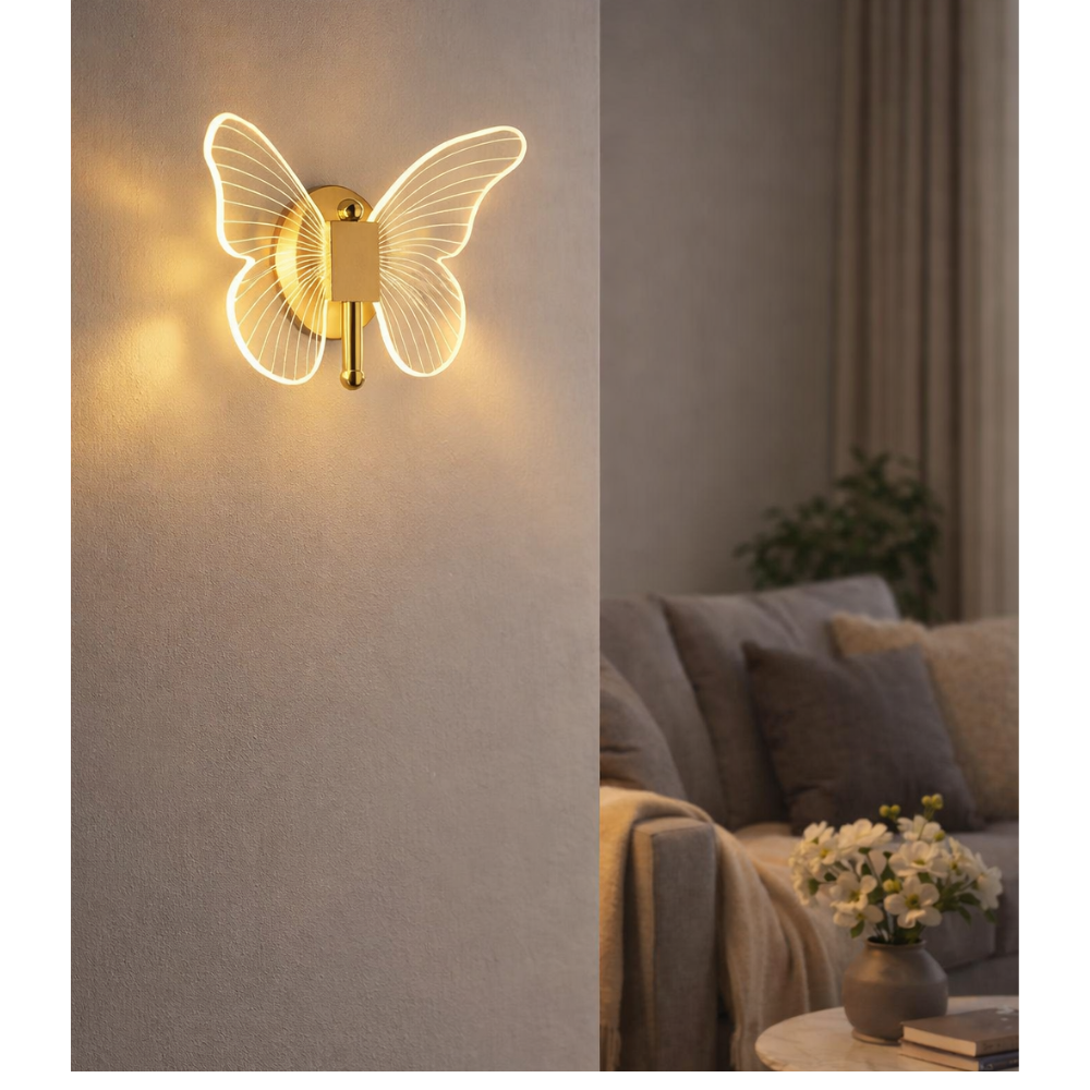 Butterfly LED Wall Light with 3 Color LED – Elegant Modern Decorative Wall Lamp for Bedroom & Living Room