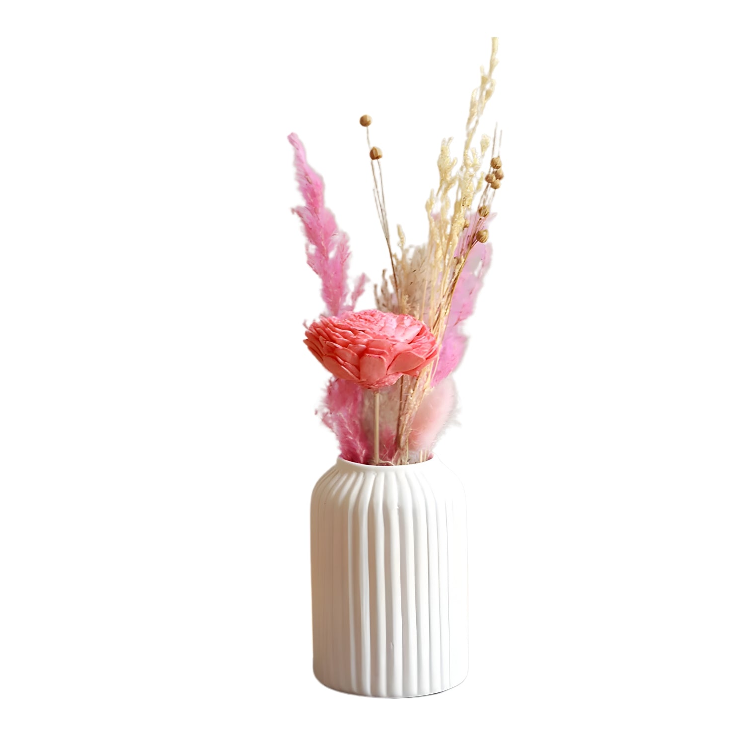 Elegant Mini Snow White Vase With Fragrant Aroma Mist Bunch