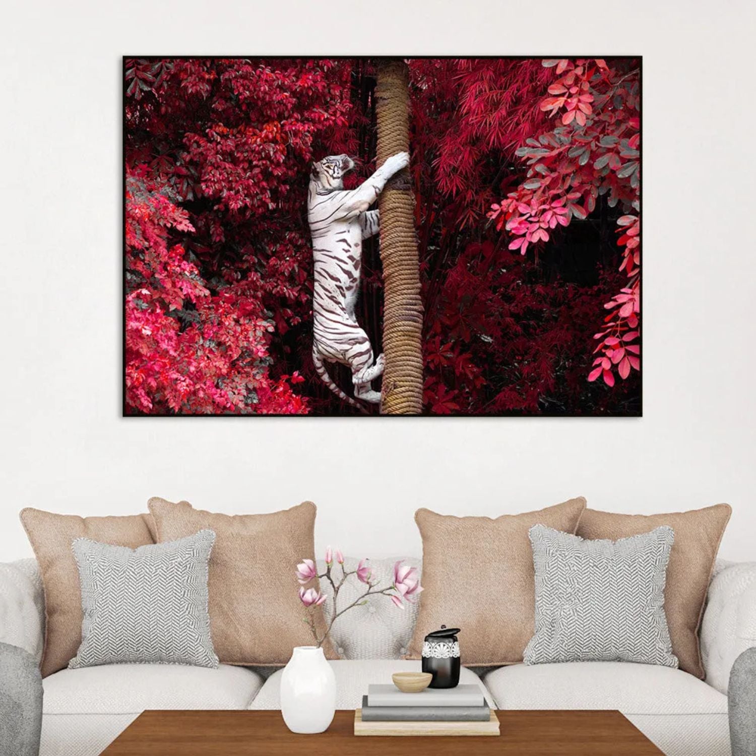 Majestic White Tiger Nature-Inspired Wildlife Painting For Home Decor