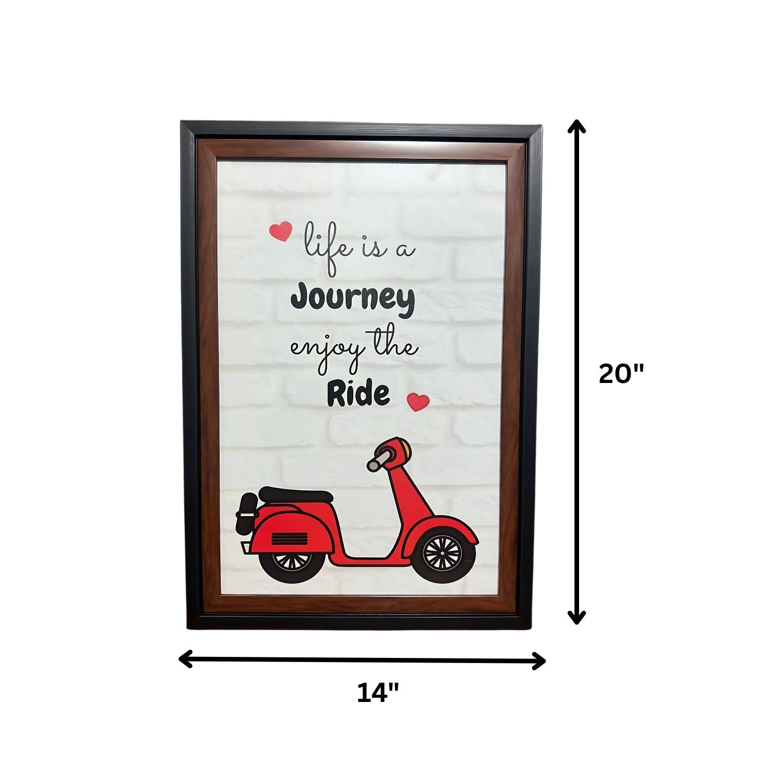 Life Is A Journey Scooter Art With Frame - Motivational Wall Decor