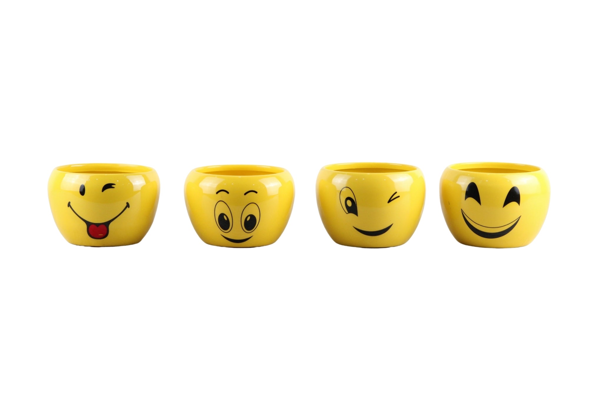 Attractive Orchid Pots with Emoji Print - Pack of 4 - Nestern