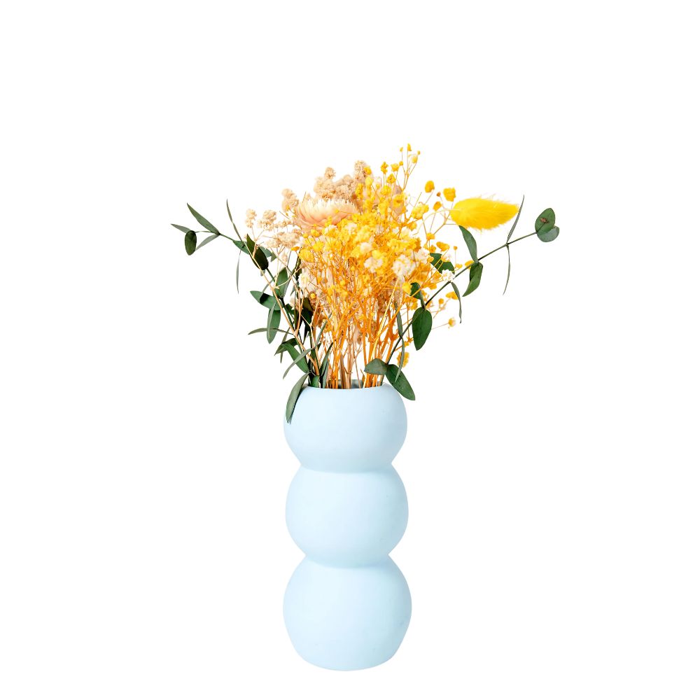 Blue Skies Ceramic Vase With Vibrant Dried Floral Combo