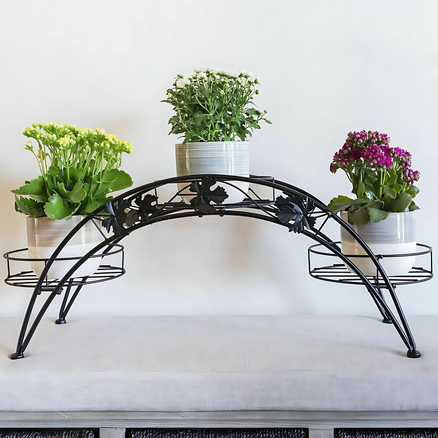 Modern Multi-Tier Metal Plant Stand For Indoor & Outdoor Decor - 3 Pot Holder