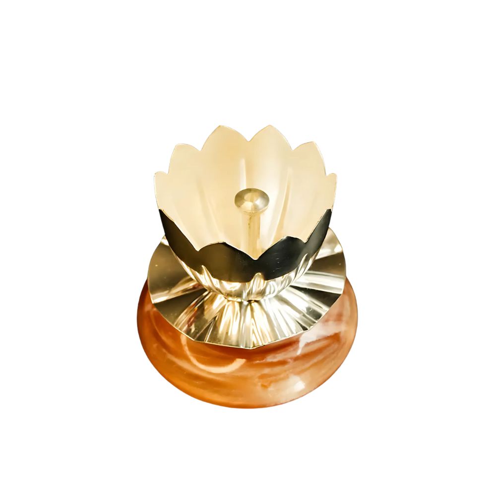 Elegant Silver Plated Shanti Deep With Lotus Design For Puja