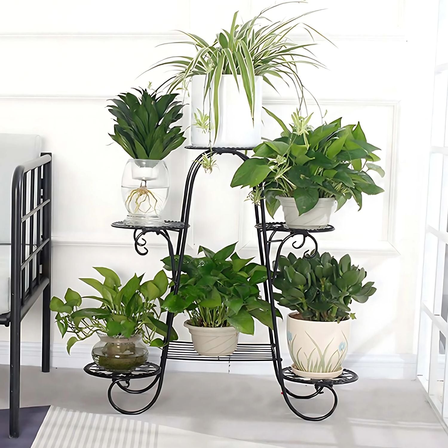 Vintage Round Multi-Tier Metal Plant Stand For Indoor & Outdoor Display