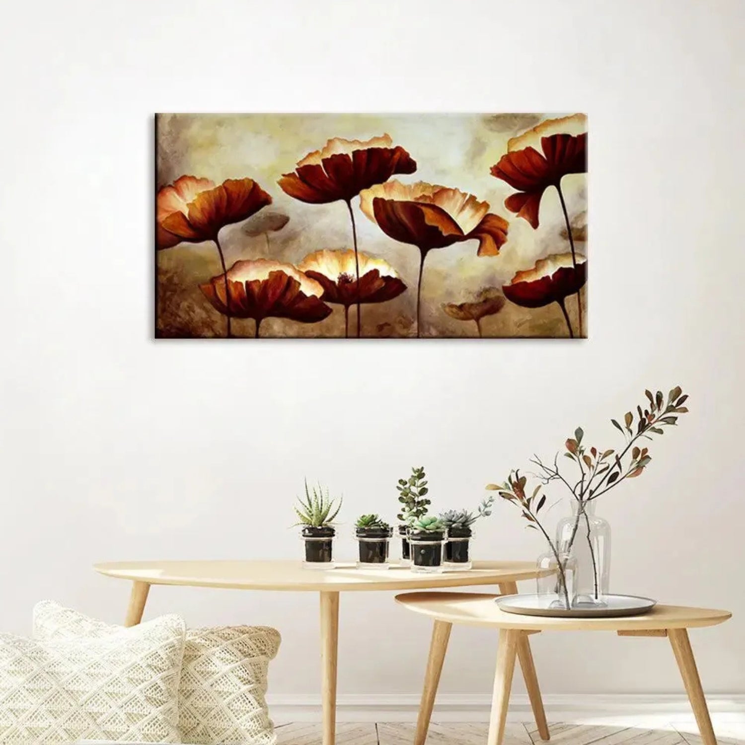 Abstract Brown Floral Canvas Printed Painting For Home Decor