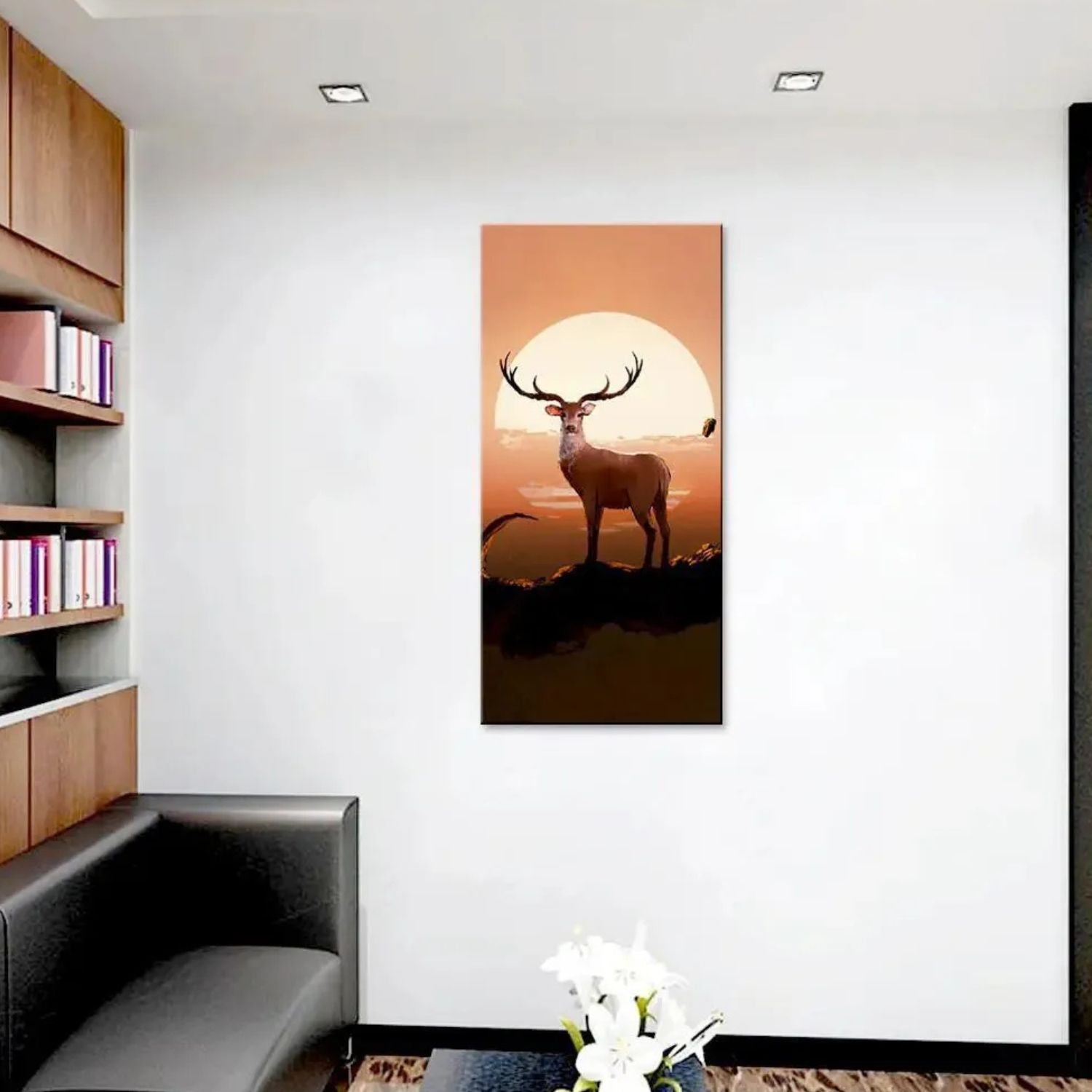 Majestic Deer Sunset Canvas Wall Art For Living Room
