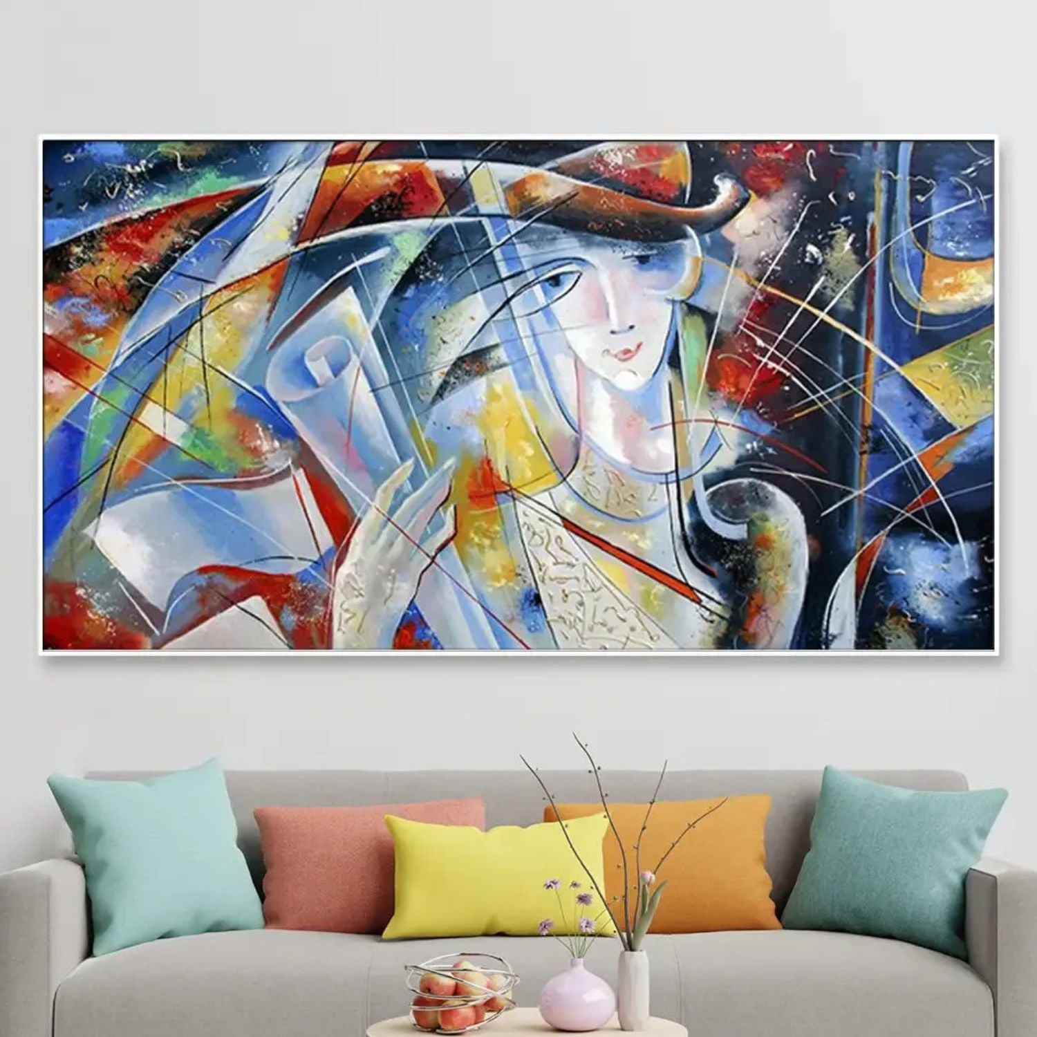 Elegant Abstract Woman Face Panoramic Canvas Wall Art