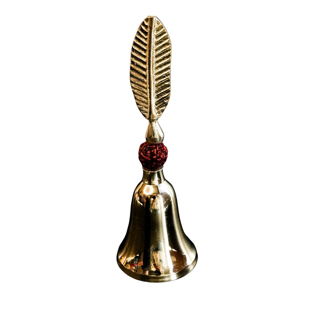 Silver Plated Rudra Bell With Sacred Rudraksha For Puja Rituals