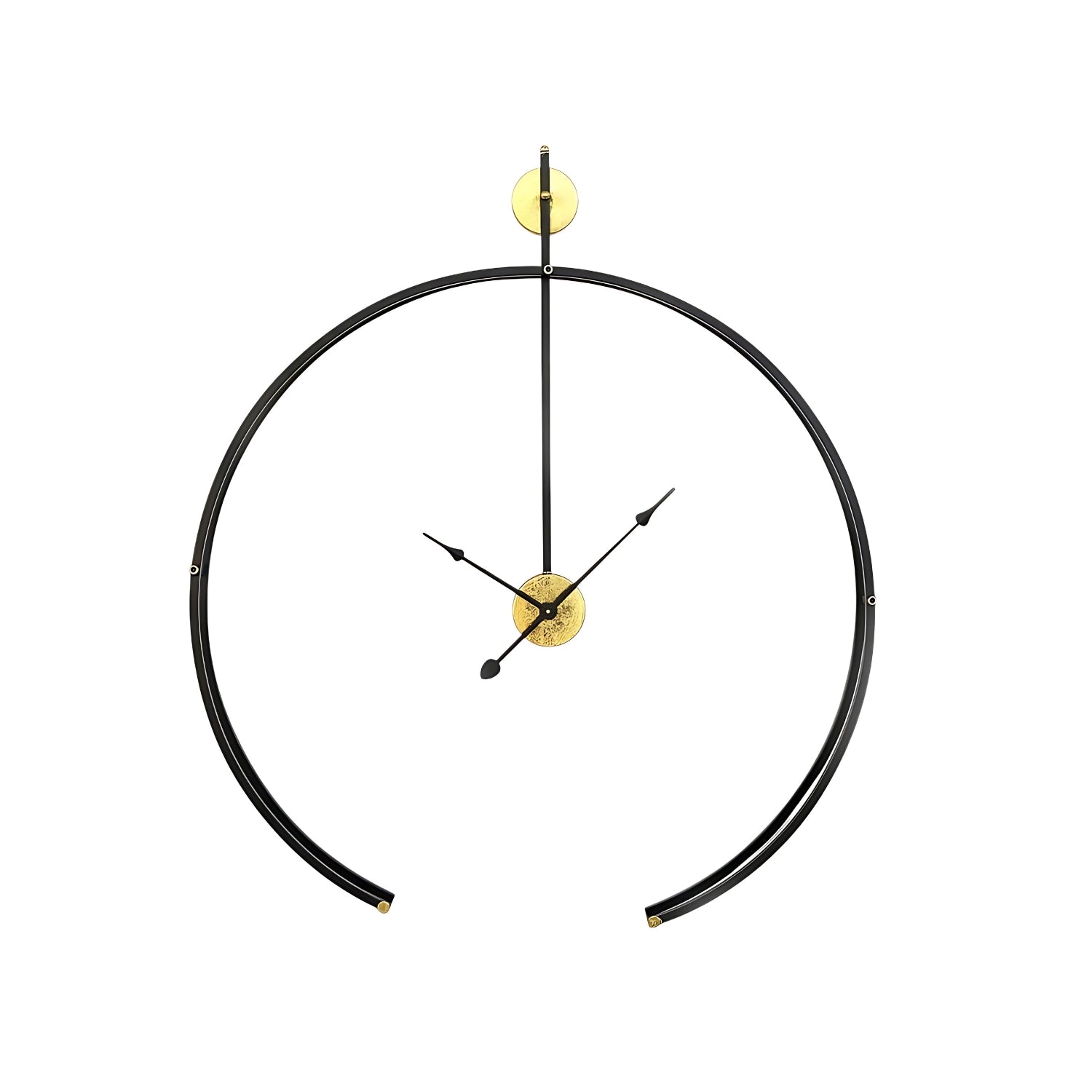 Black Metal Analog Wall Clock With Golden Centre Adding Modern Elegance