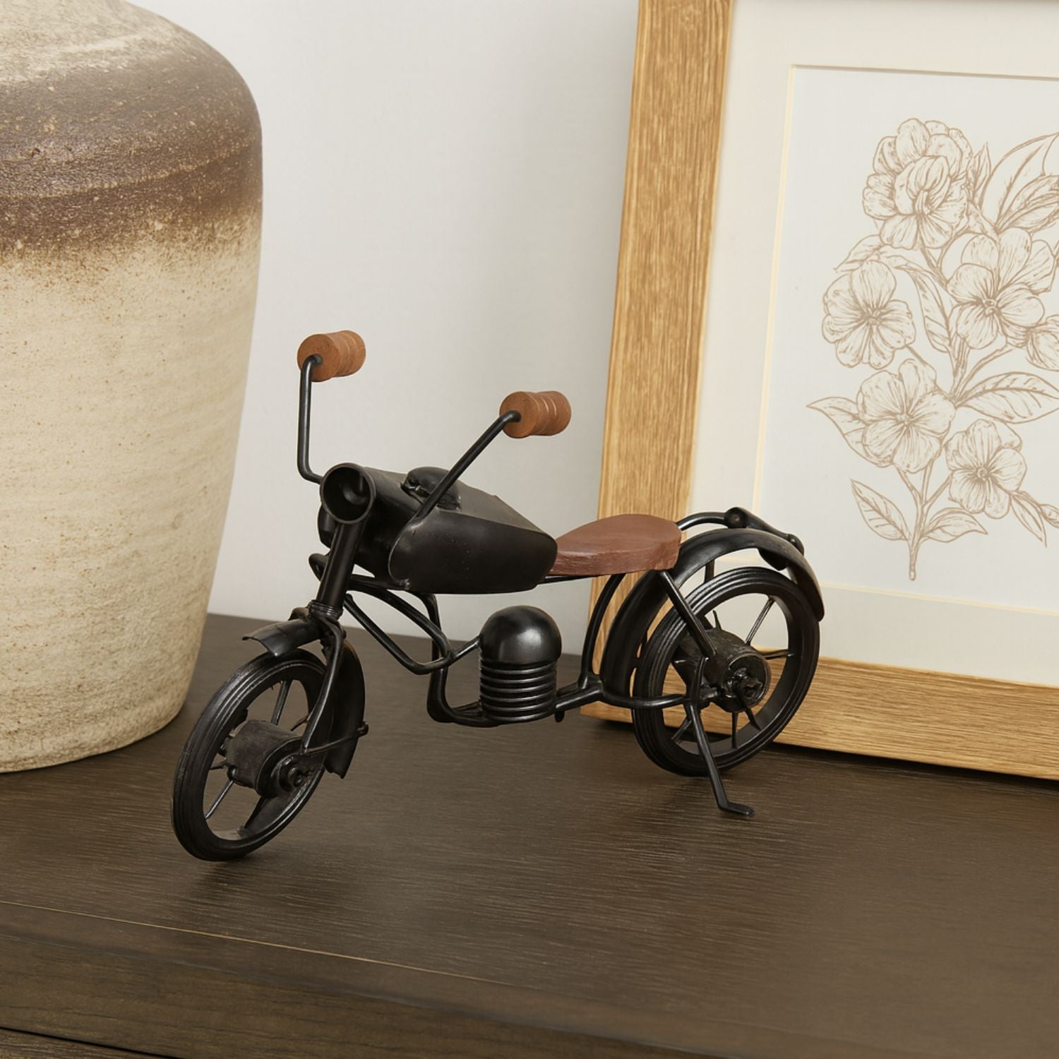 Handcrafted Vintage Bullet Bike Miniature - Decorative Metal Showpiece