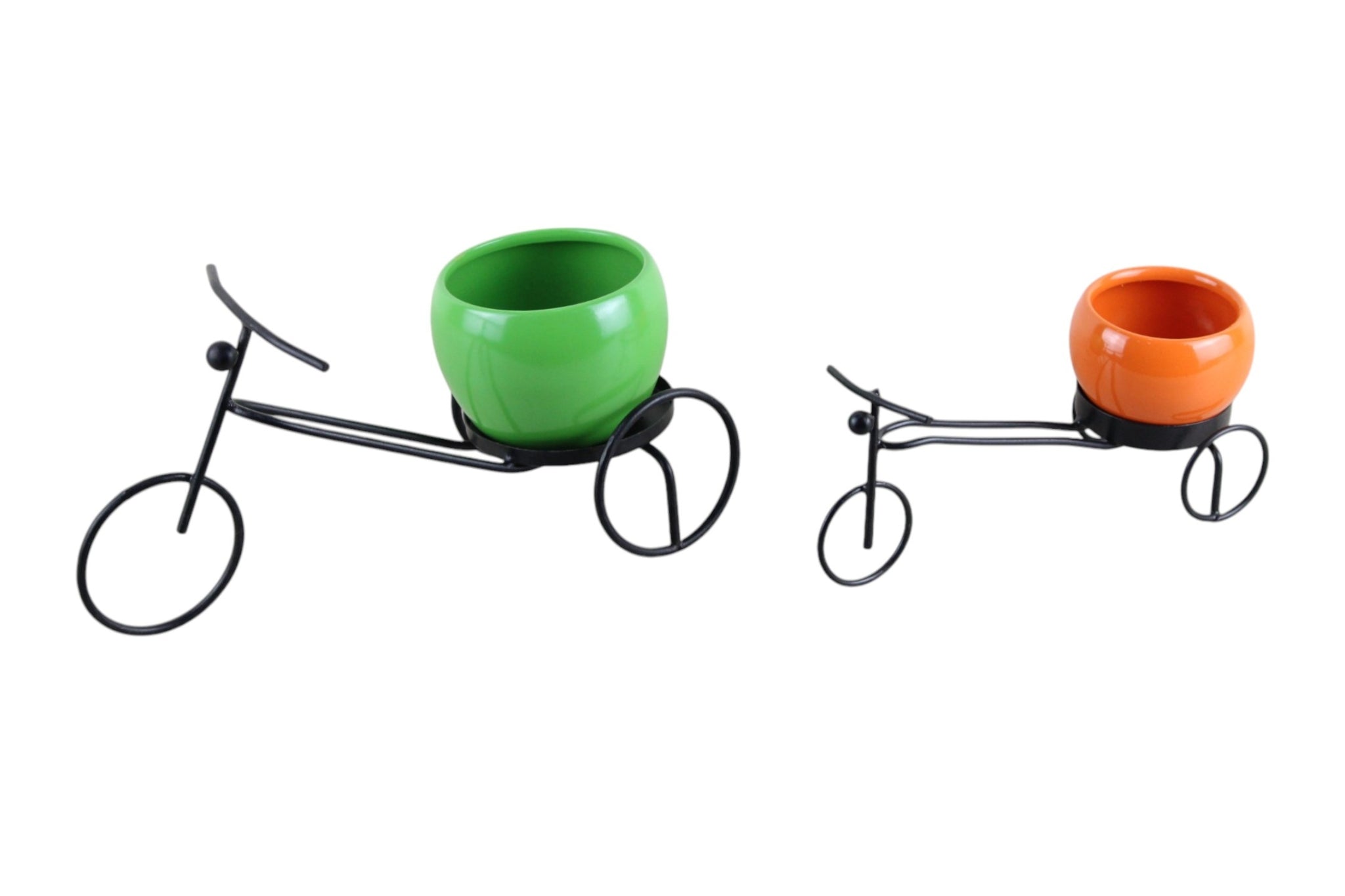 Unique Iron Rickshaw with Orchid Pot - Set of 2 - Nestern