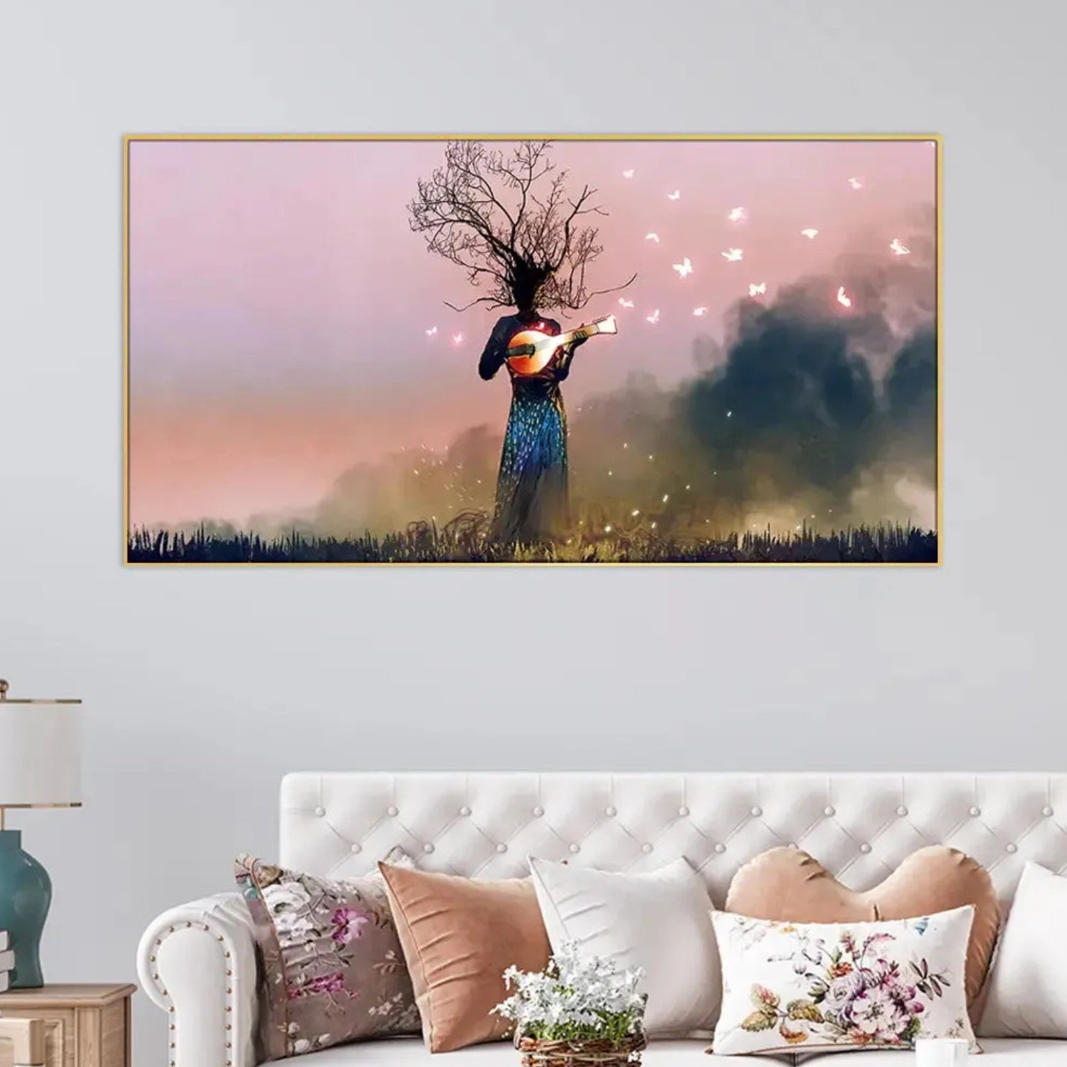 Beautiful Surreal Artwork of Tree Woman Playing Guitar