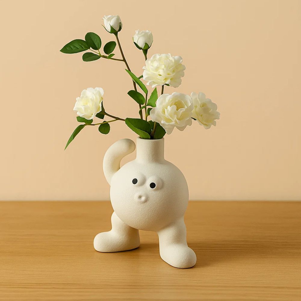 Playful Big Feet Ceramic Vase in Hip Hop Cartoon Style
