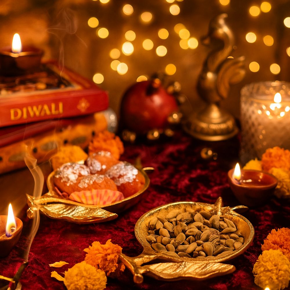 Elegant Golden Leaf Pomegranate Bliss Decorative Serving Dish Set